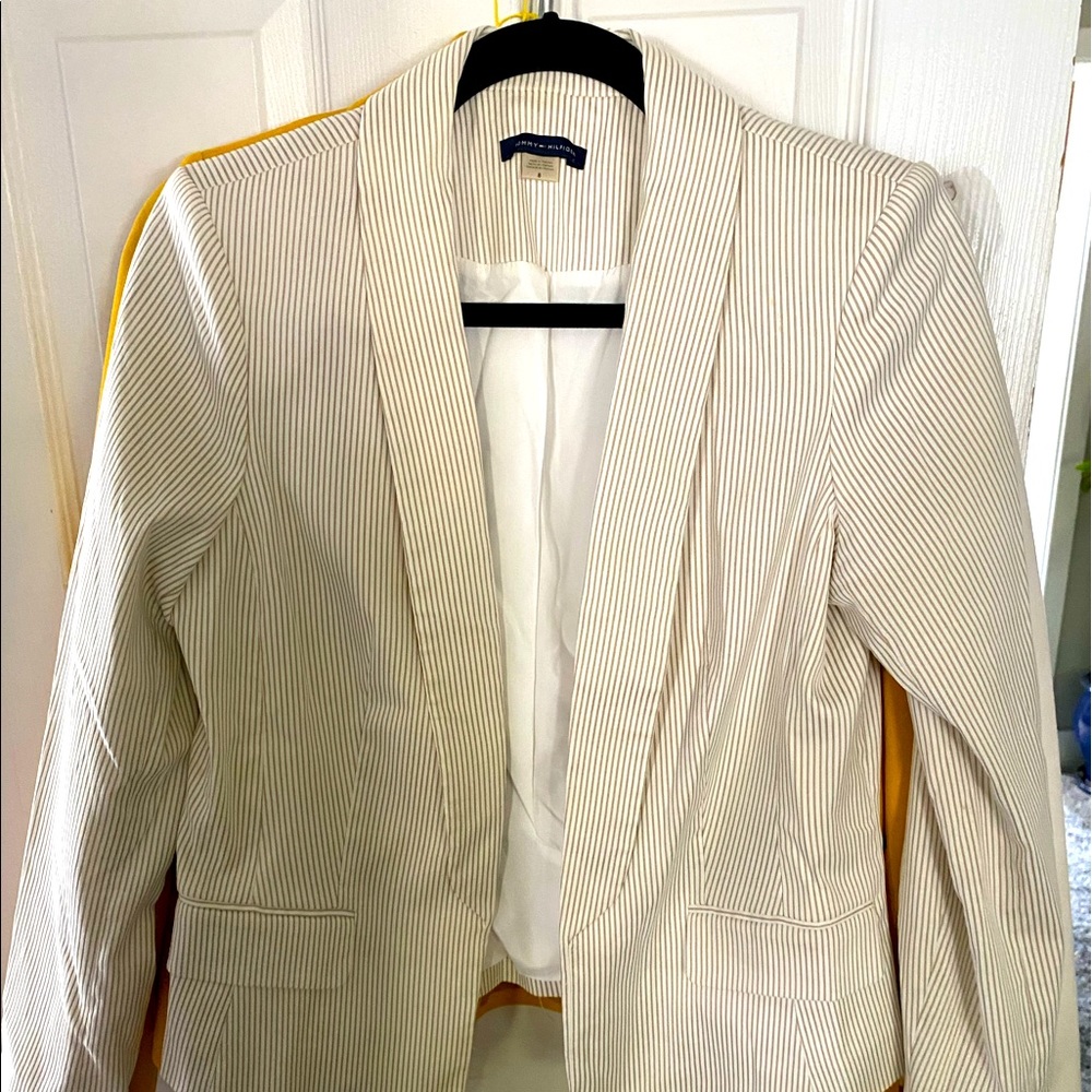 Cream seersucker blazer